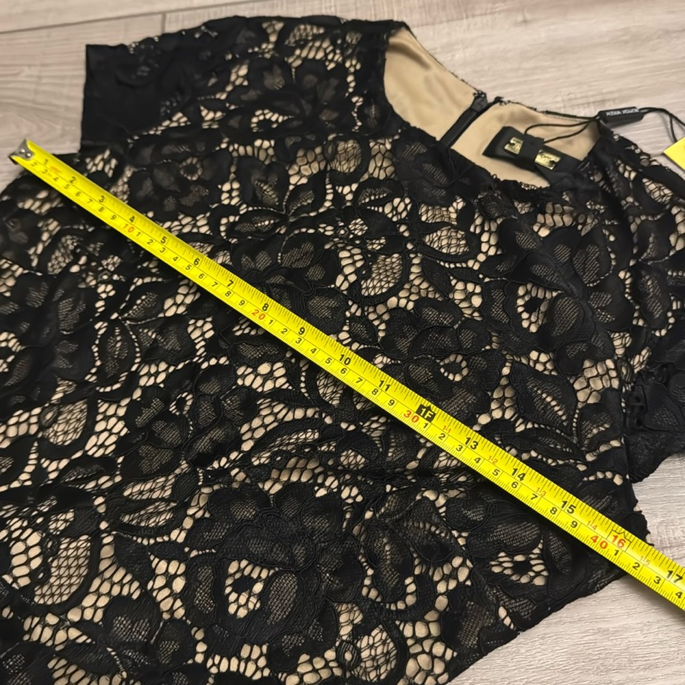 ALEXIA ADMOR Riley Black Lace Sheath silhouette Dress Cocktail Party S High Slit - Picture 6 of 16
